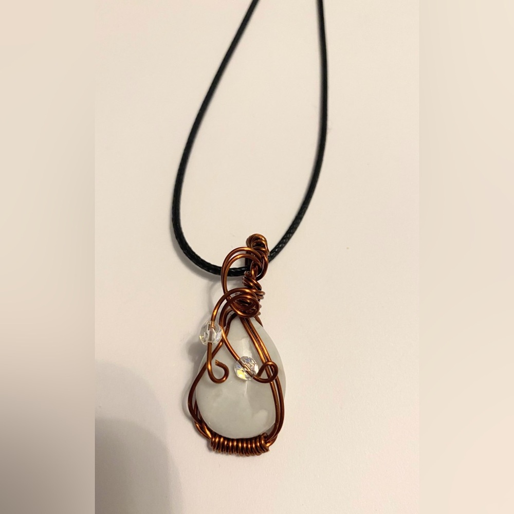 Elegant Copper Wire Wrapped Gemstone Pendant Necklace